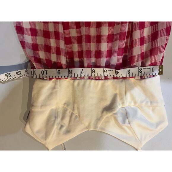 Gingham dress adjustable Top Women’s Small Barbie Pink Cream - Picture 6 of 7